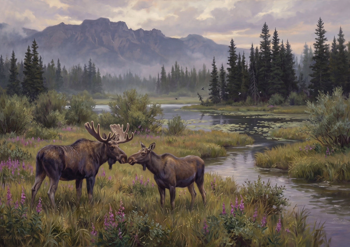 Kissing Moose Pair in the Meadow jigsaw puzzle