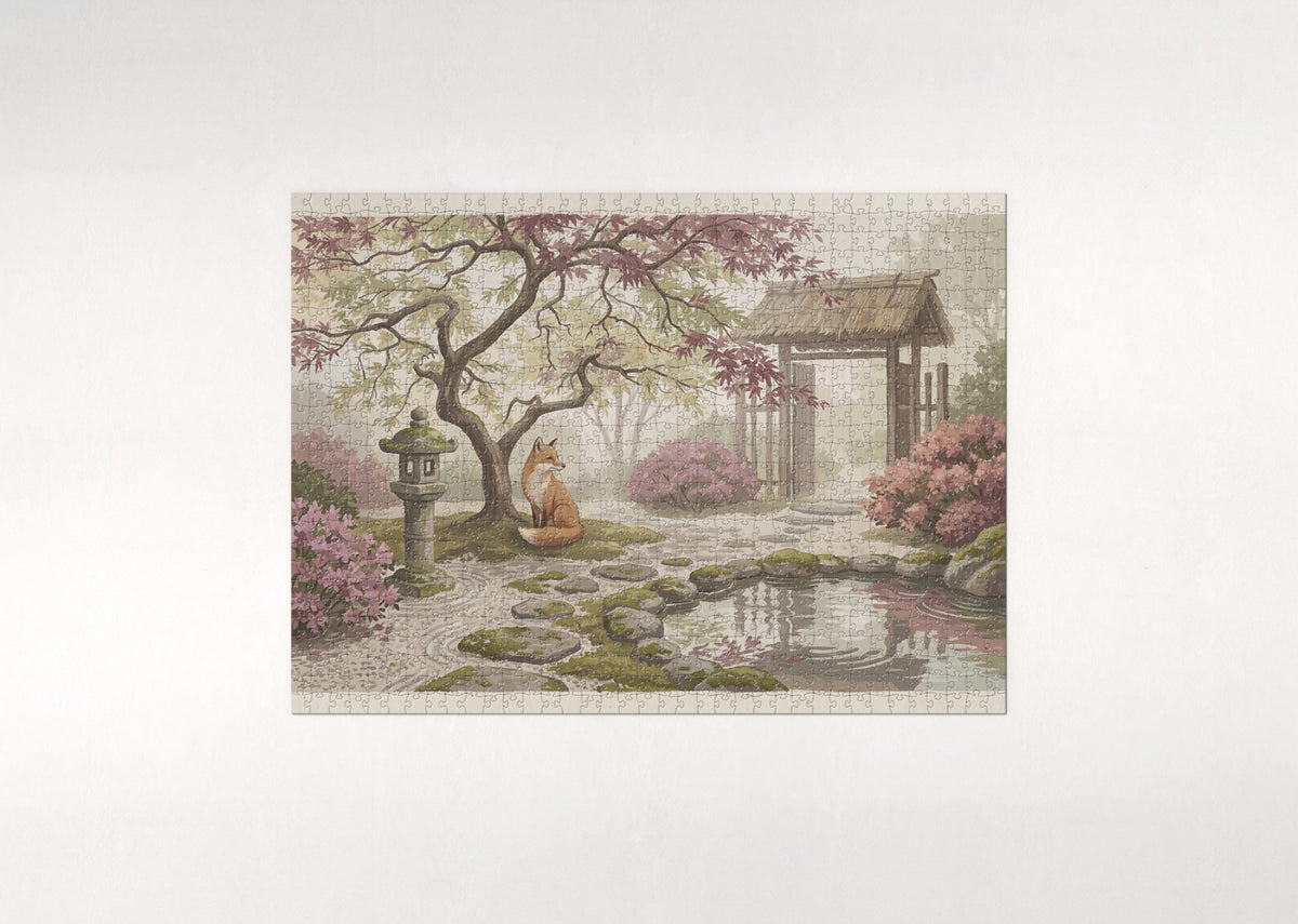 Kitsune Fox in the Japanese Maple jigsaw puzzle - flat puzzle