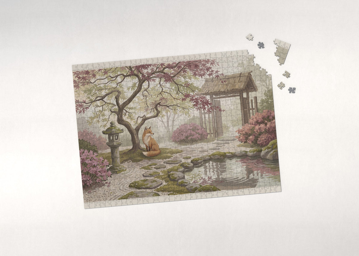Kitsune Fox in the Japanese Maple jigsaw puzzle - puzzle with loose pieces