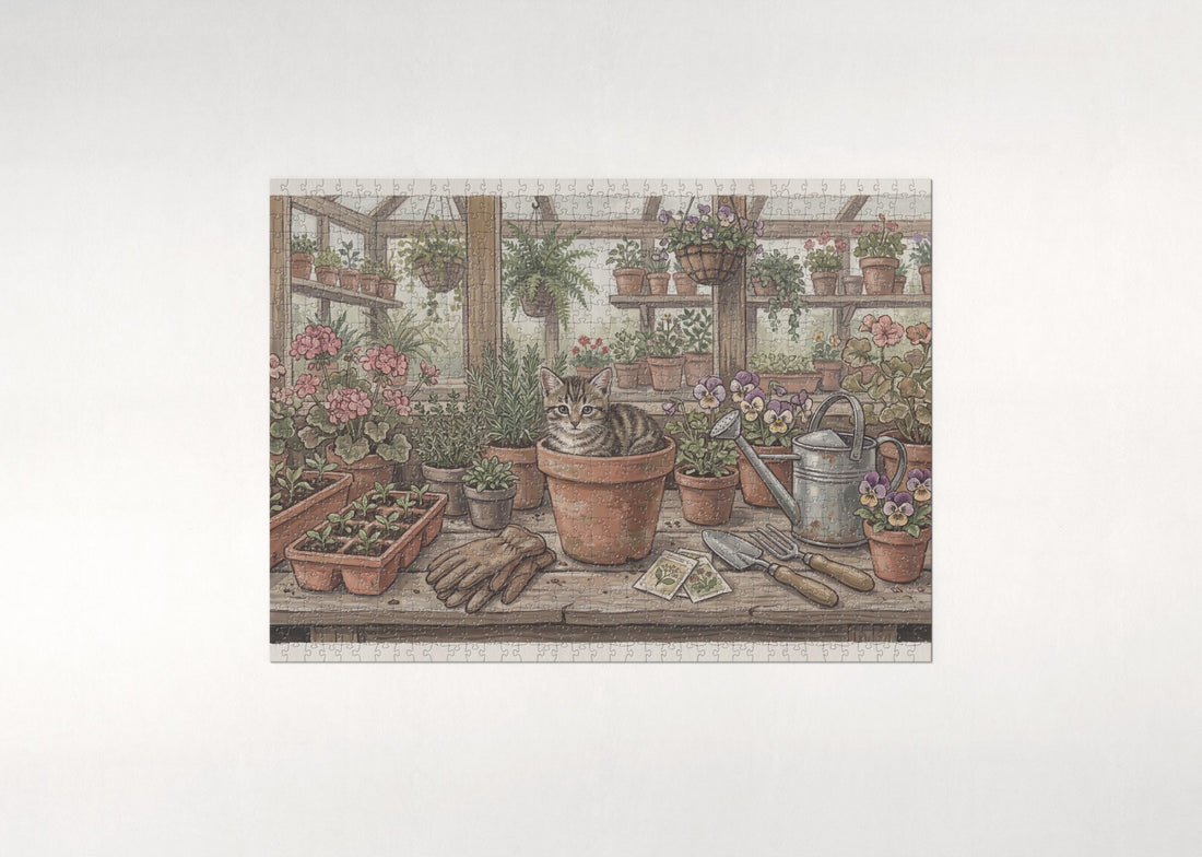 Kitten In the Flowerpot jigsaw puzzle - gift box