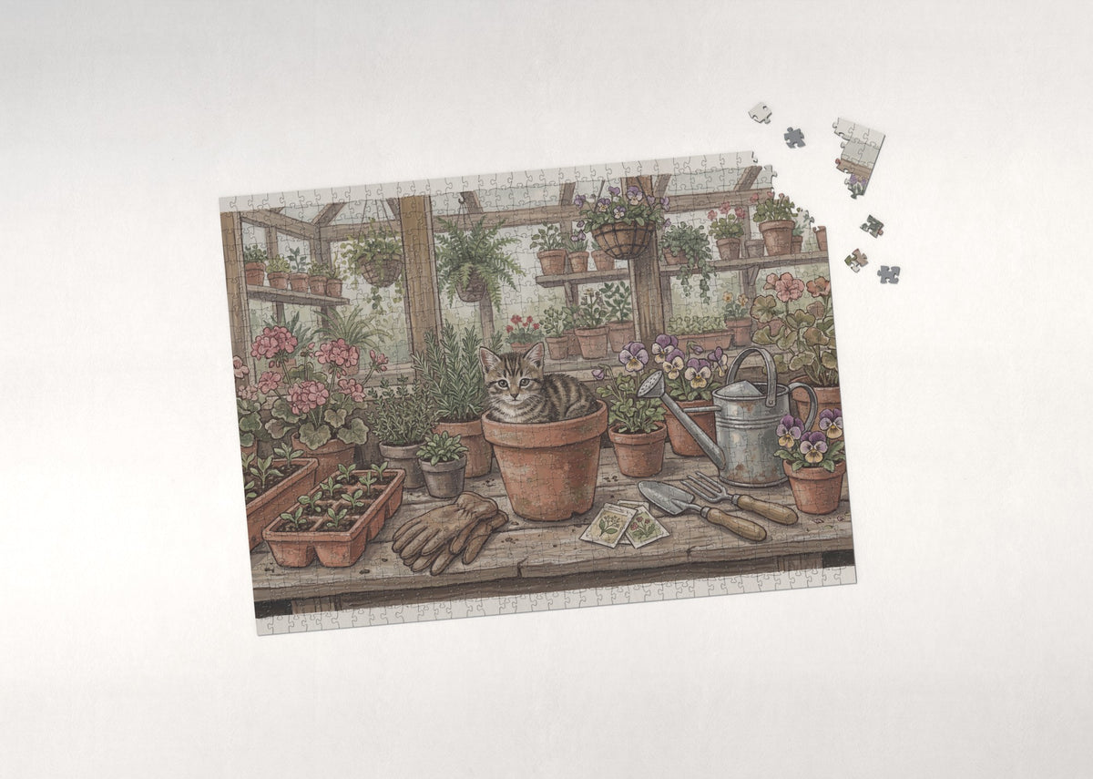 Kitten In the Flowerpot jigsaw puzzle - puzzle with loose pieces