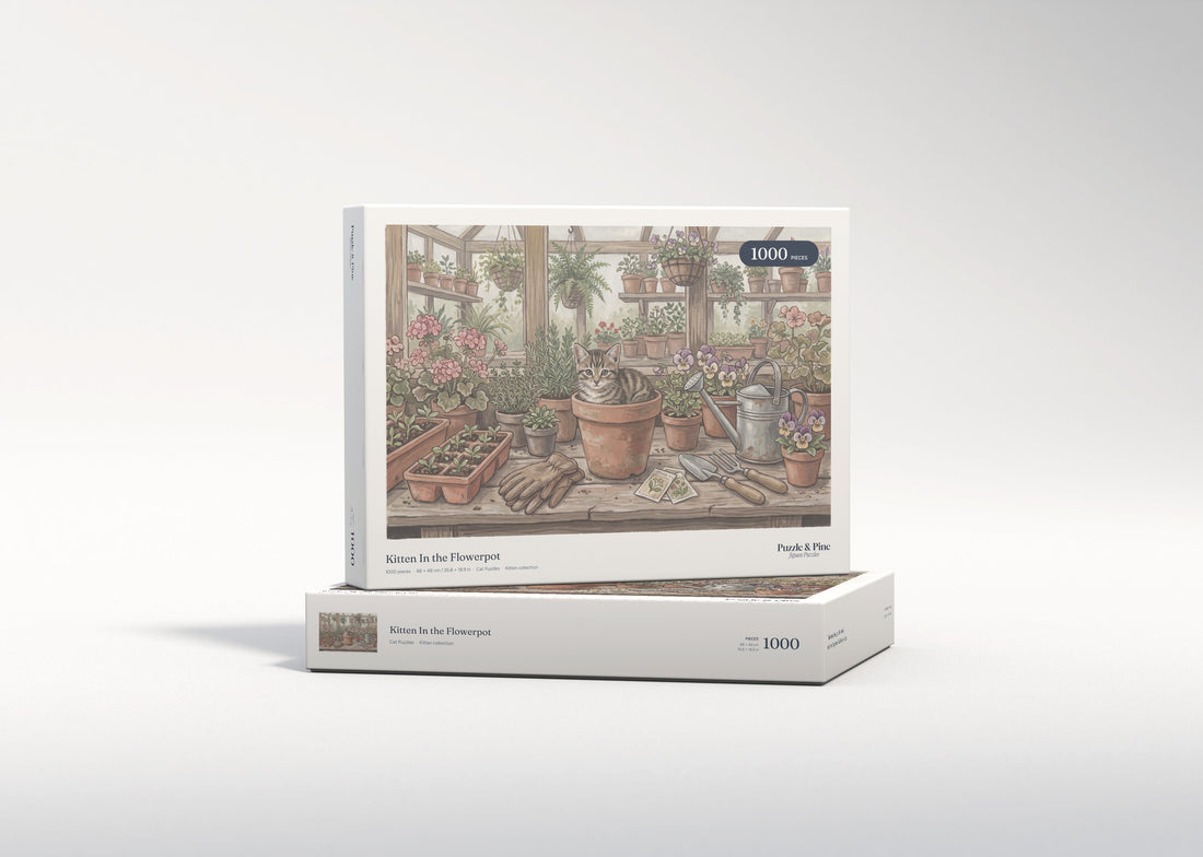 Kitten In the Flowerpot jigsaw puzzle - gift box