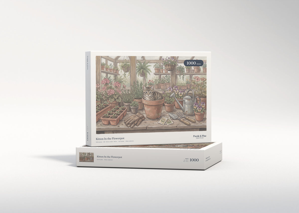 Kitten In the Flowerpot jigsaw puzzle - gift box