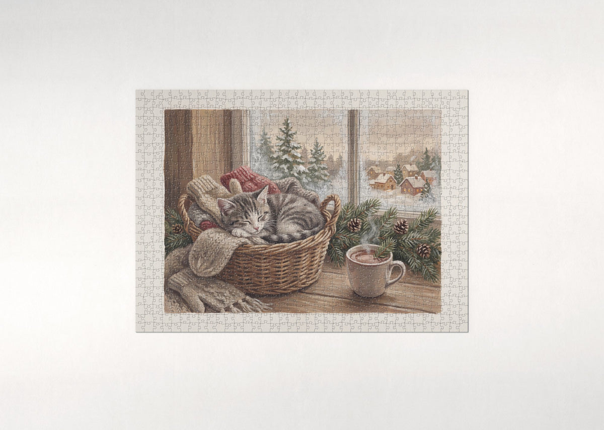 Kitten In the Mitten Basket jigsaw puzzle - flat puzzle