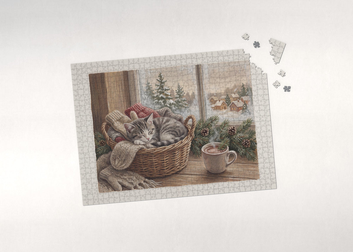 Kitten In the Mitten Basket jigsaw puzzle - puzzle with loose pieces