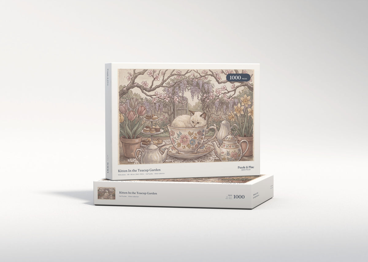 Kitten In the Teacup Garden jigsaw puzzle - gift box