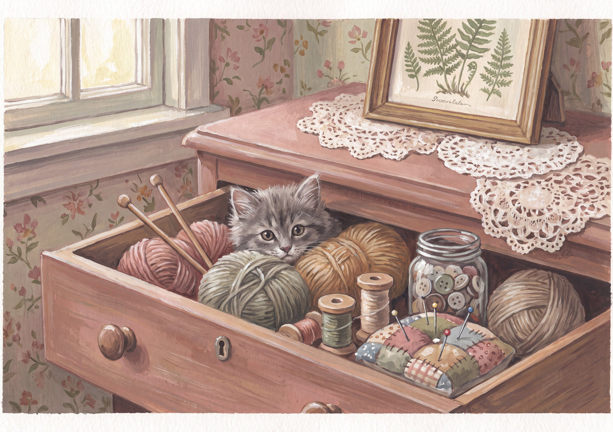 Kitten In the Yarn Drawer jigsaw puzzle