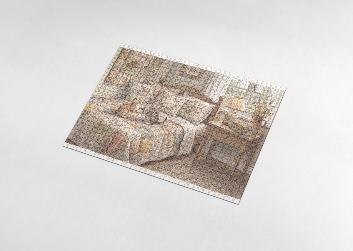Kitten On the Patchwork Quilt jigsaw puzzle - assembled puzzle