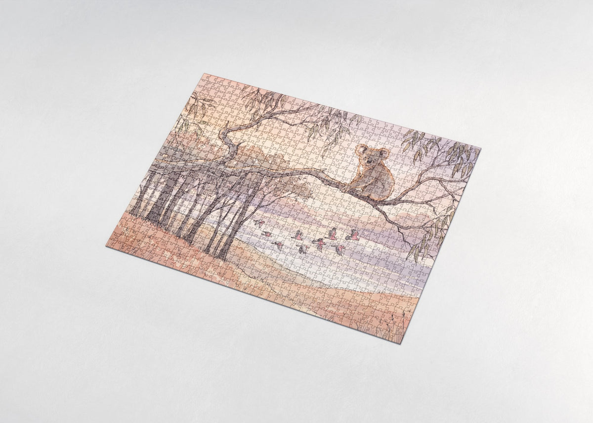 Koala at Sunset in the Gum Trees jigsaw puzzle - assembled puzzle