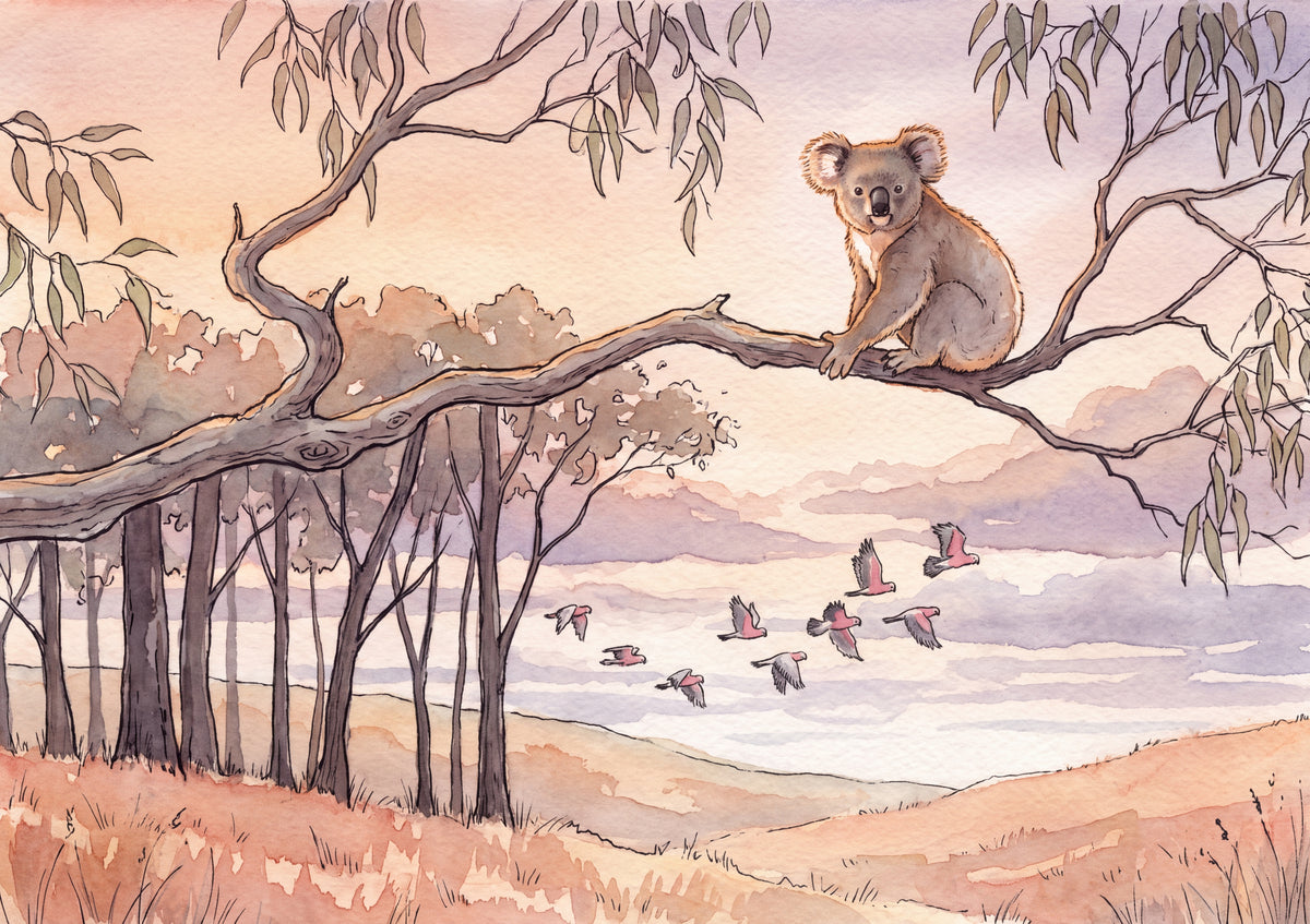 Koala at Sunset in the Gum Trees jigsaw puzzle