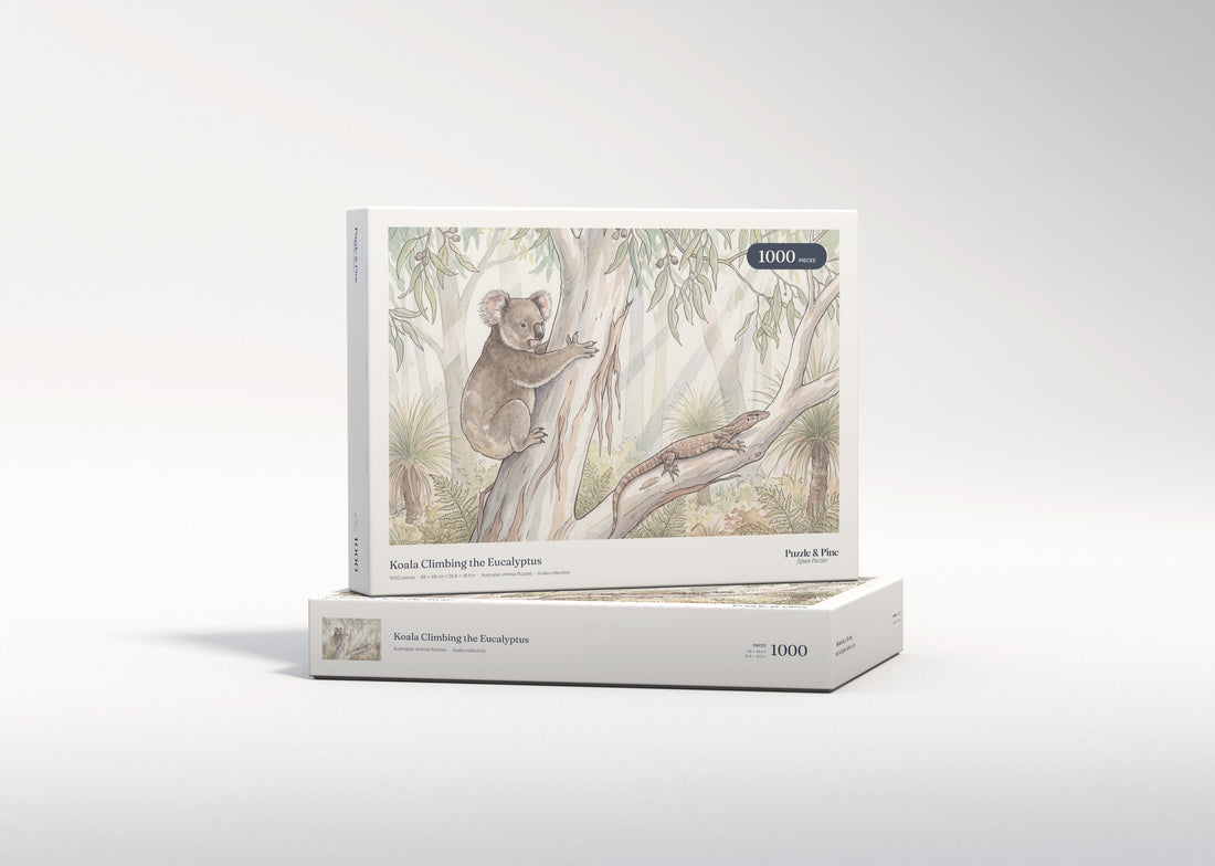 Koala Climbing the Eucalyptus jigsaw puzzle - gift box