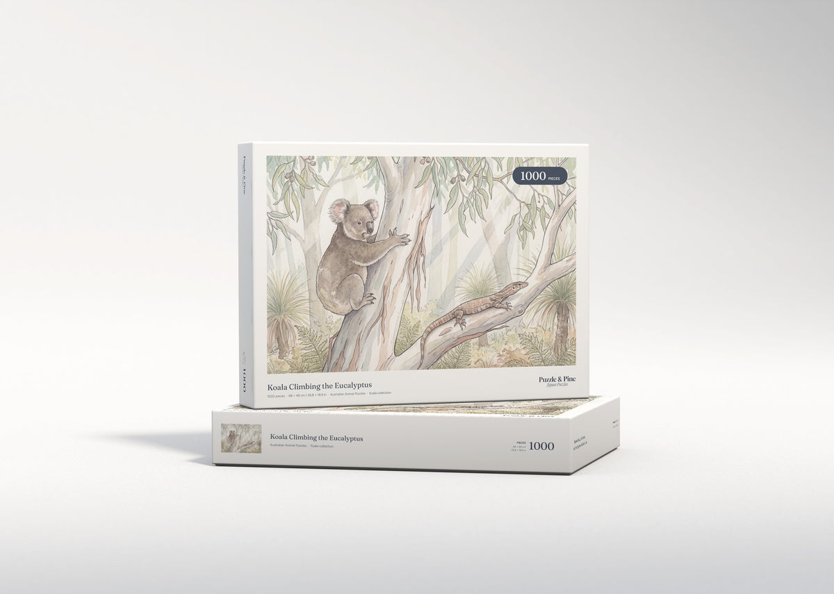 Koala Climbing the Eucalyptus jigsaw puzzle - gift box