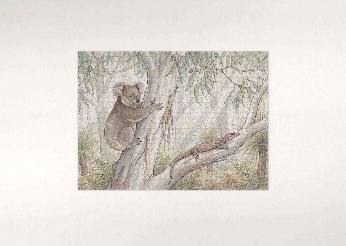 Koala Climbing the Eucalyptus jigsaw puzzle - flat puzzle