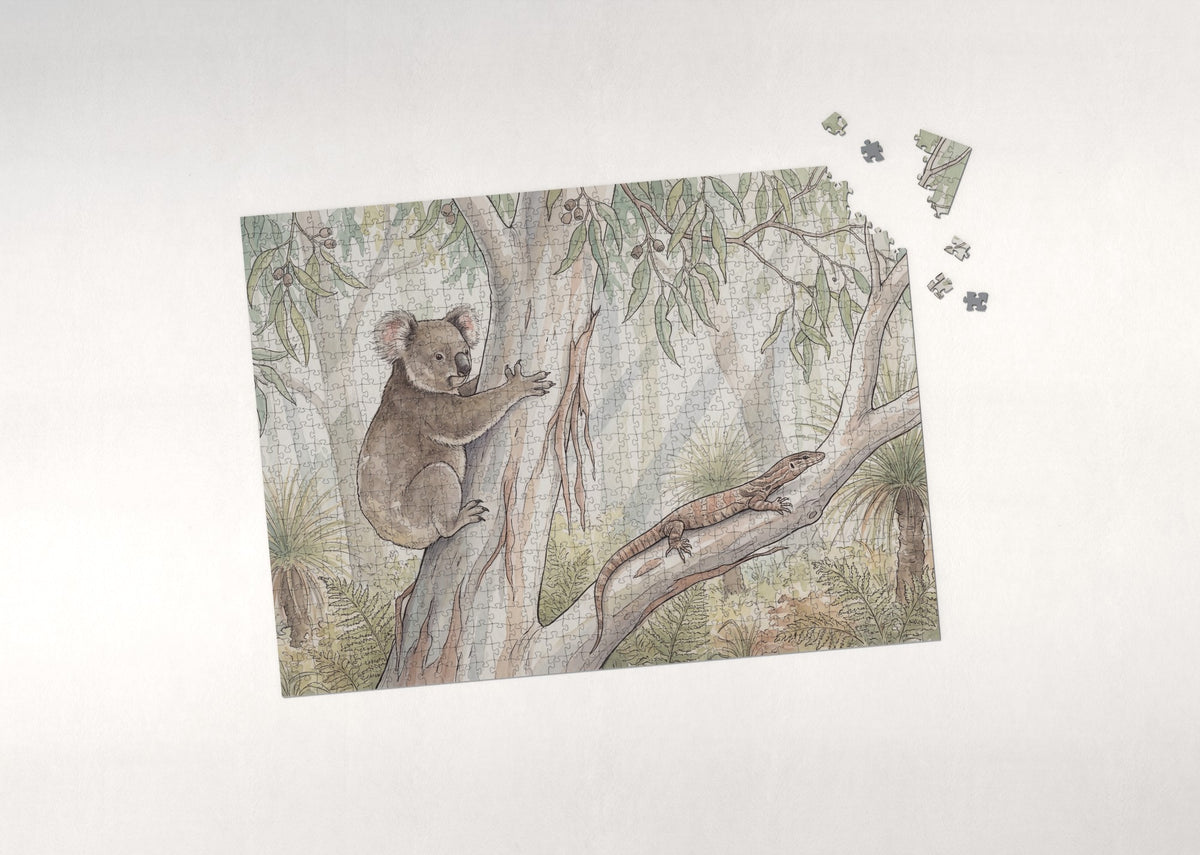 Koala Climbing the Eucalyptus jigsaw puzzle - puzzle with loose pieces