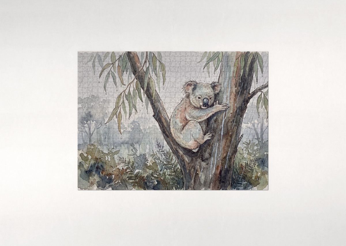 Koala in the Rain jigsaw puzzle - flat puzzle