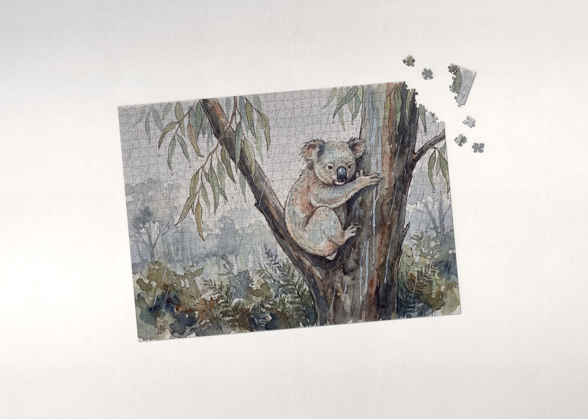 Koala in the Rain jigsaw puzzle - puzzle with loose pieces