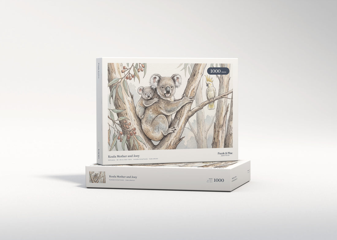 Koala Mother and Joey jigsaw puzzle - gift box