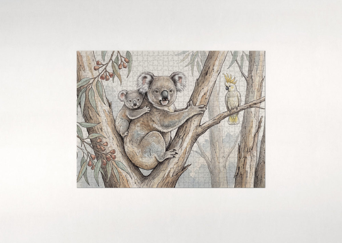 Koala Mother and Joey jigsaw puzzle - flat puzzle