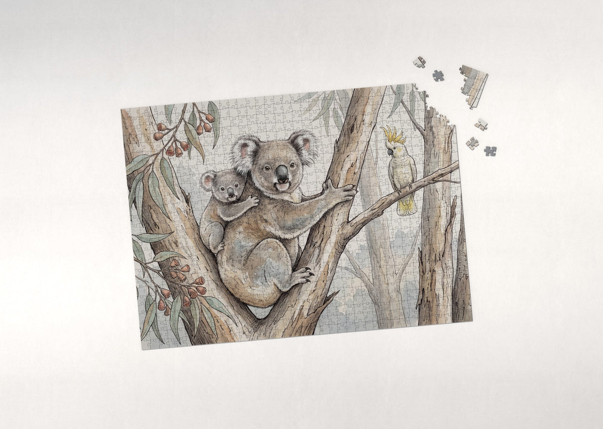 Koala Mother and Joey jigsaw puzzle - puzzle with loose pieces