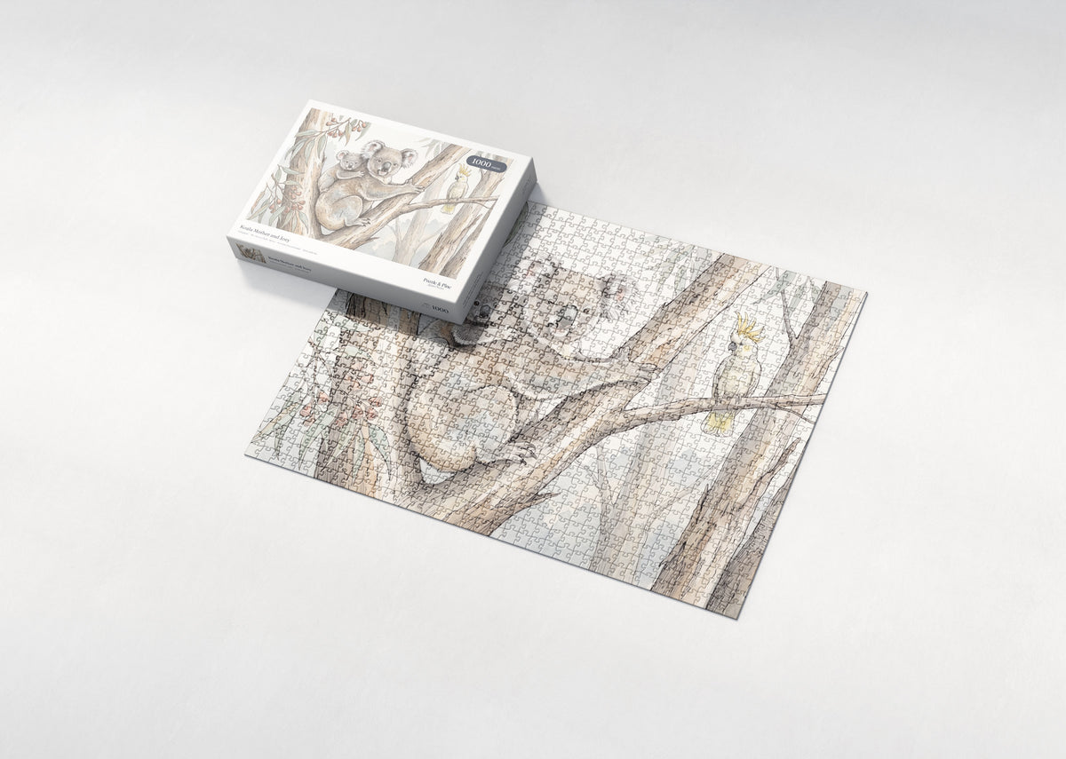 Koala Mother and Joey jigsaw puzzle - box and puzzle