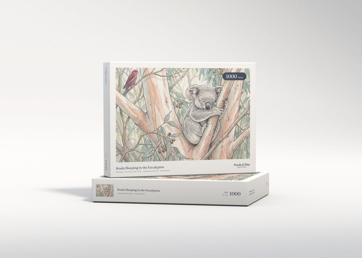 Koala Sleeping in the Eucalyptus jigsaw puzzle - gift box