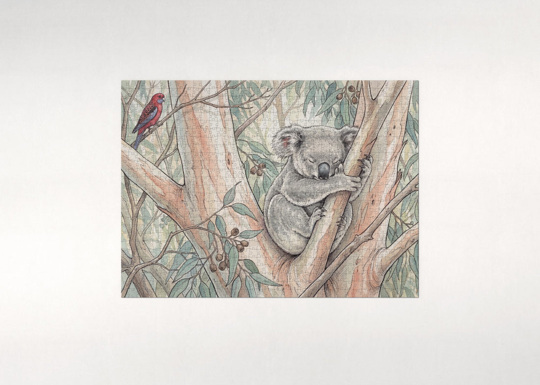 Koala Sleeping in the Eucalyptus jigsaw puzzle - gift box