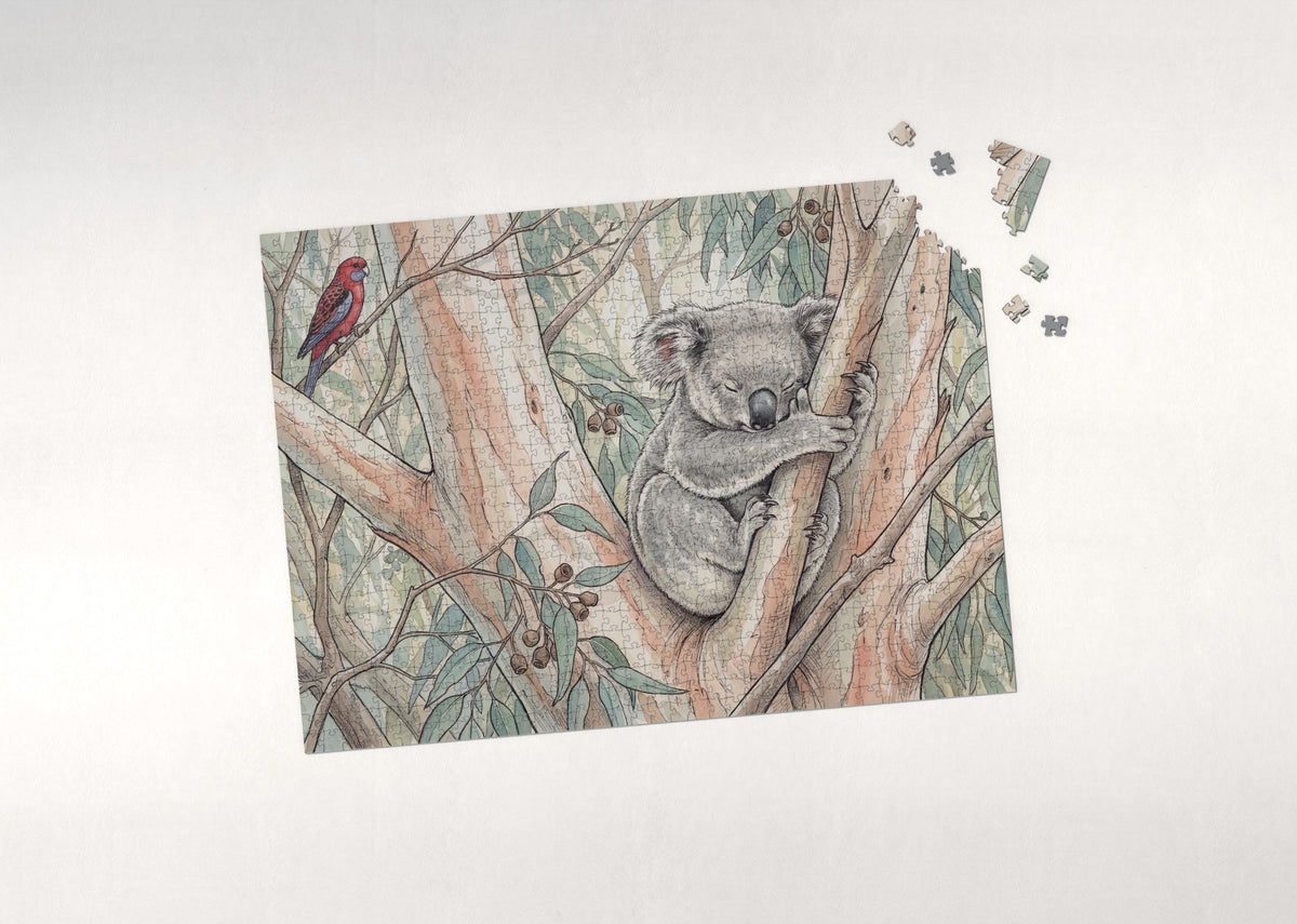 Koala Sleeping in the Eucalyptus jigsaw puzzle - puzzle with loose pieces