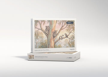 Koalas in the Gum Tree at Dawn jigsaw puzzle - gift box