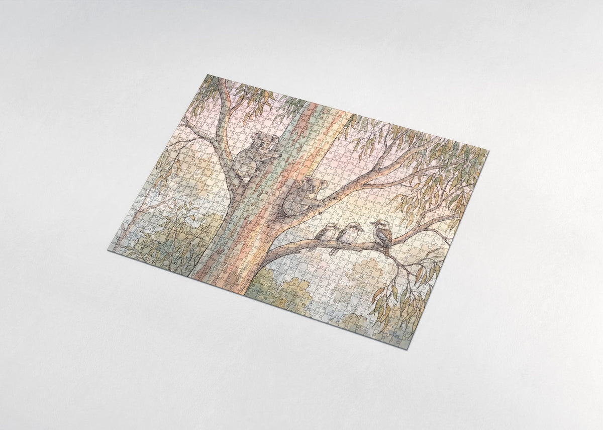 Koalas in the Gum Tree at Dawn jigsaw puzzle - assembled puzzle