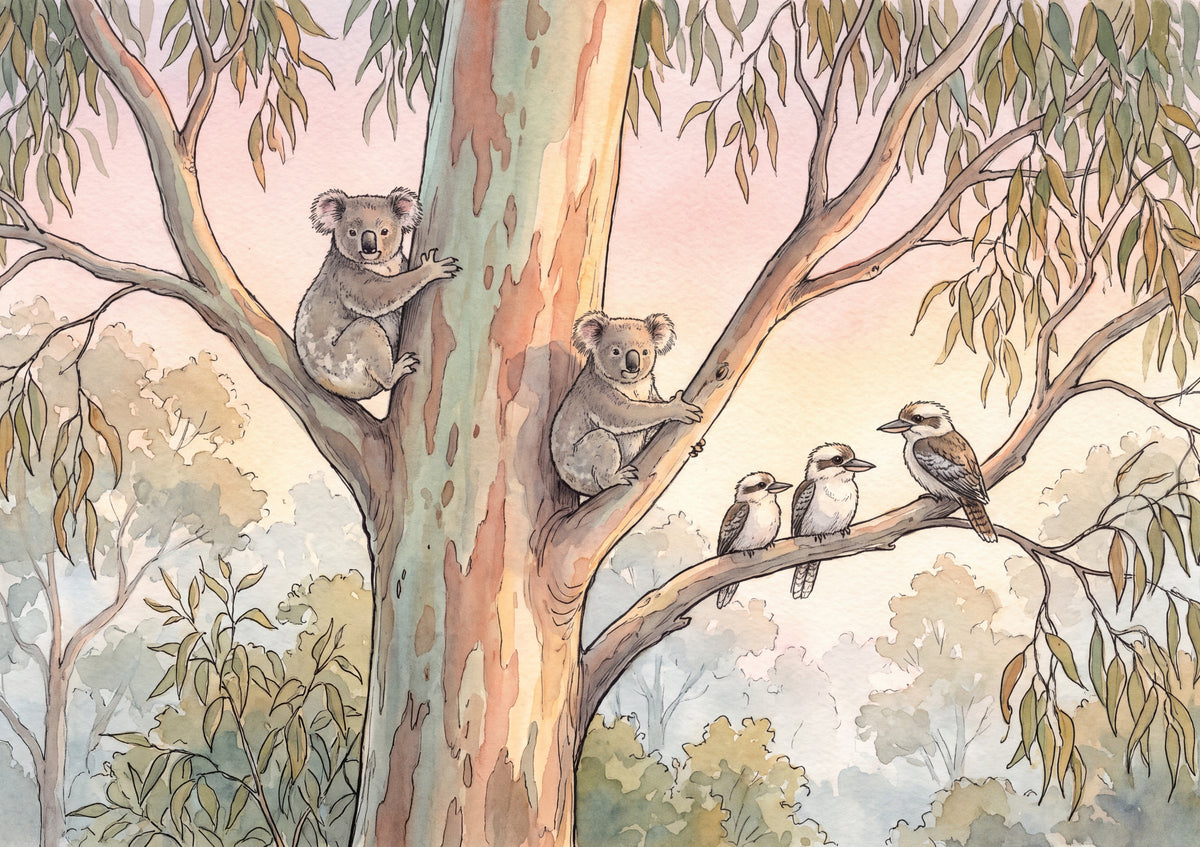 Koalas in the Gum Tree at Dawn jigsaw puzzle