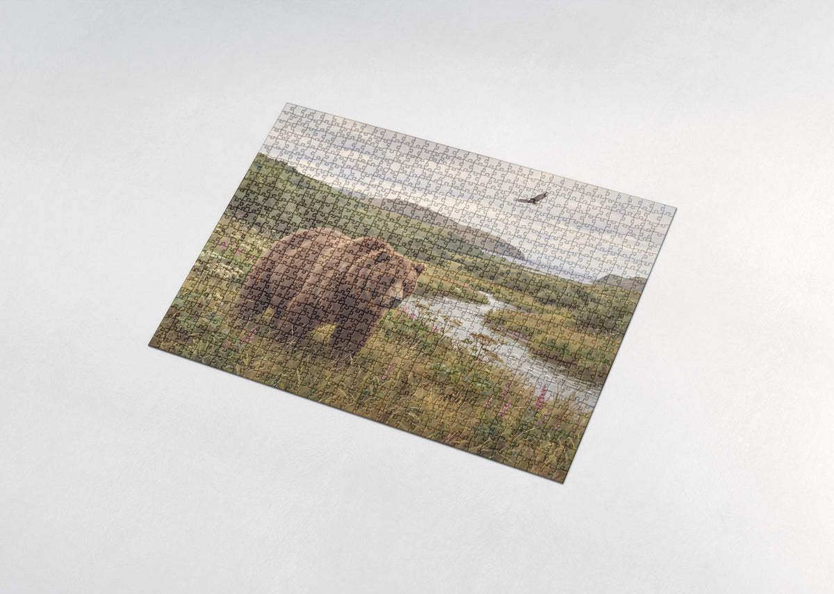 Kodiak Brown Bear in the Tall Grass jigsaw puzzle - assembled puzzle