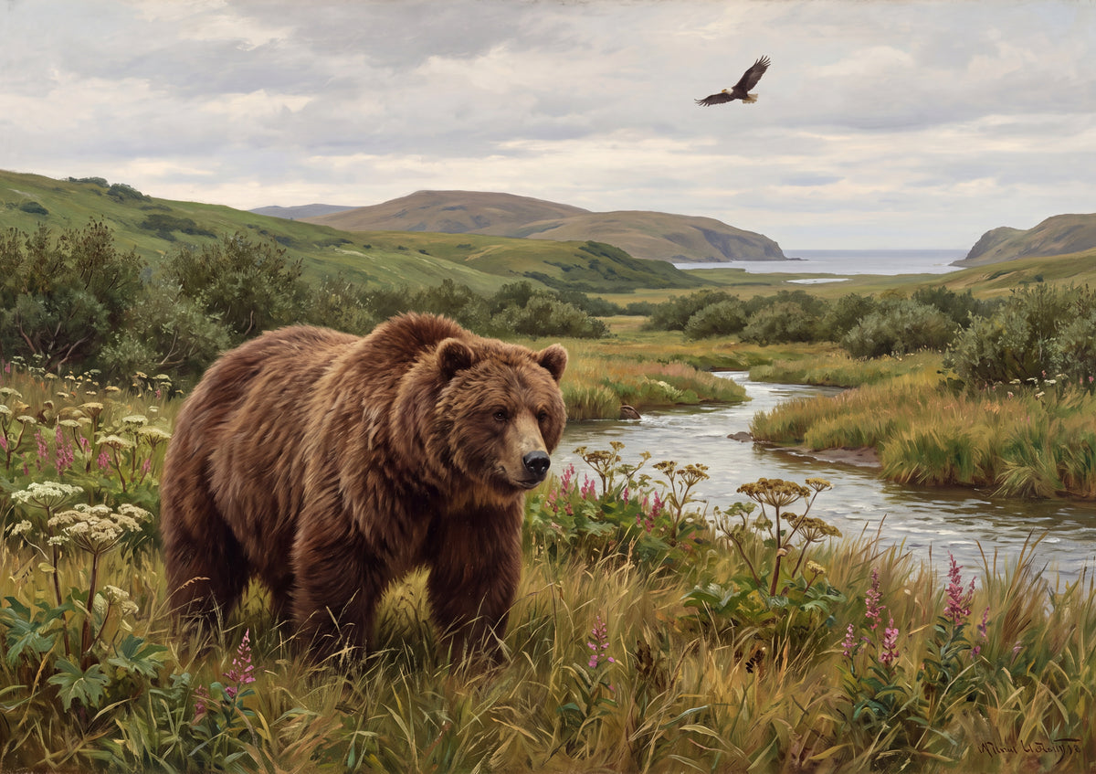 Kodiak Brown Bear in the Tall Grass jigsaw puzzle