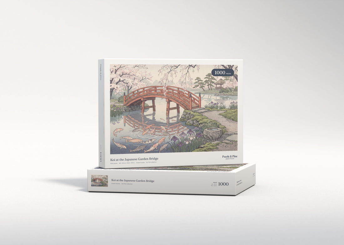 Koi at the Japanese Garden Bridge jigsaw puzzle - gift box