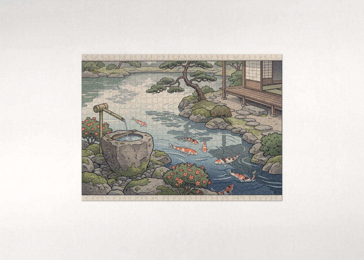 Koi Fish in the Garden Pond jigsaw puzzle - flat puzzle