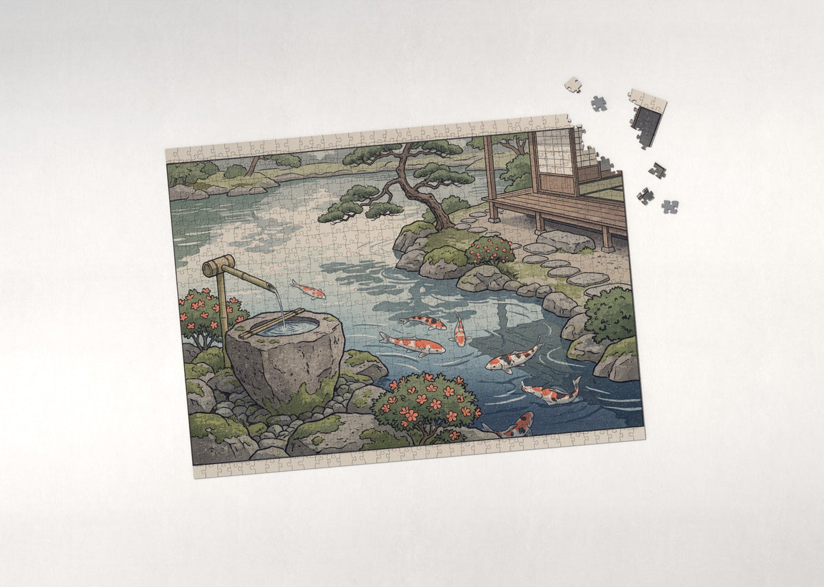 Koi Fish in the Garden Pond jigsaw puzzle - puzzle with loose pieces