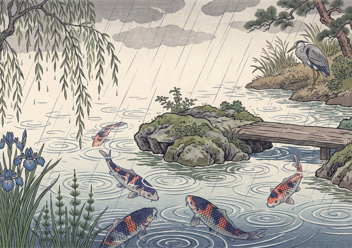 Koi in the Rain on the Pond jigsaw puzzle