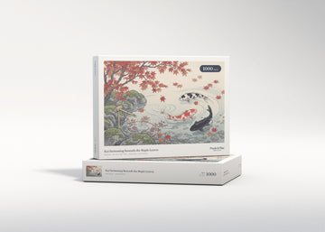 Koi Swimming Beneath the Maple Leaves jigsaw puzzle - gift box