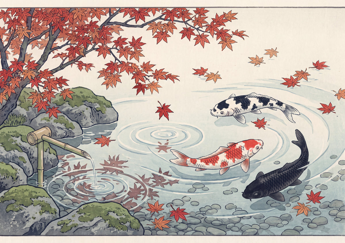 Koi Swimming Beneath the Maple Leaves jigsaw puzzle