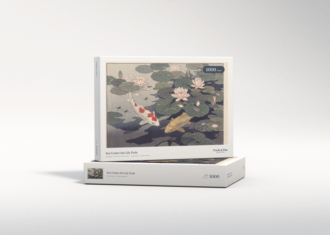 Koi Under the Lily Pads jigsaw puzzle - gift box