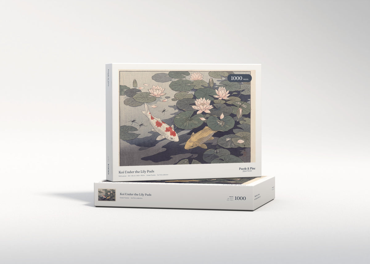 Koi Under the Lily Pads jigsaw puzzle - gift box