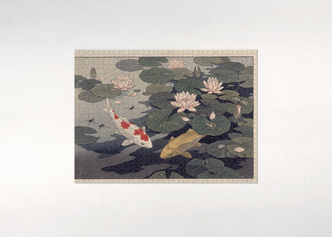 Koi Under the Lily Pads jigsaw puzzle - gift box