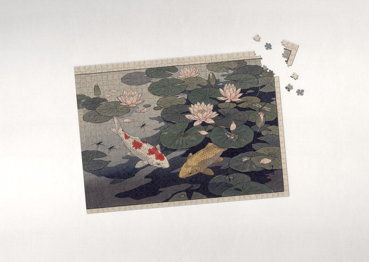 Koi Under the Lily Pads jigsaw puzzle - puzzle with loose pieces