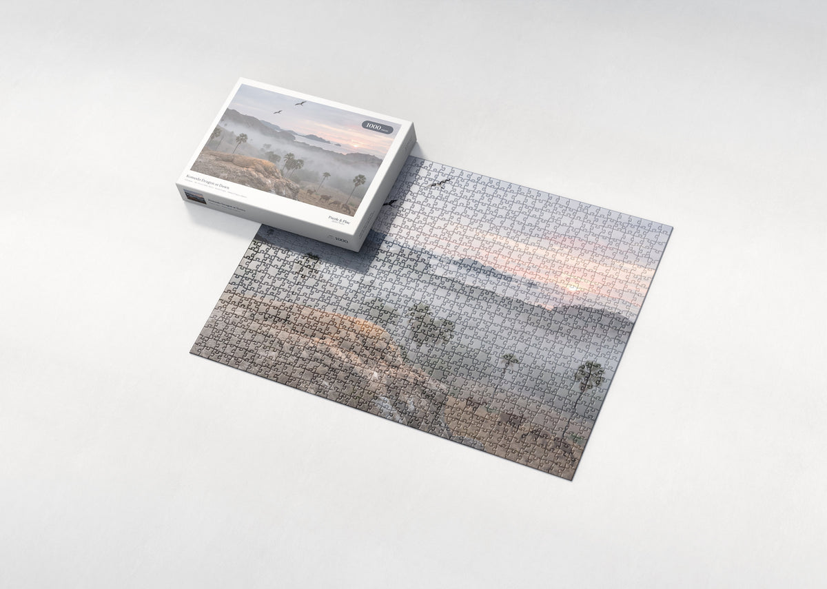 Komodo Dragon at Dawn jigsaw puzzle - box and puzzle