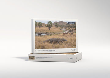 Komodo Dragon Walking the Savanna Grass jigsaw puzzle - gift box