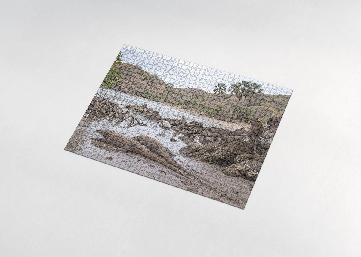Komodo Dragons at the Water's Edge jigsaw puzzle - assembled puzzle