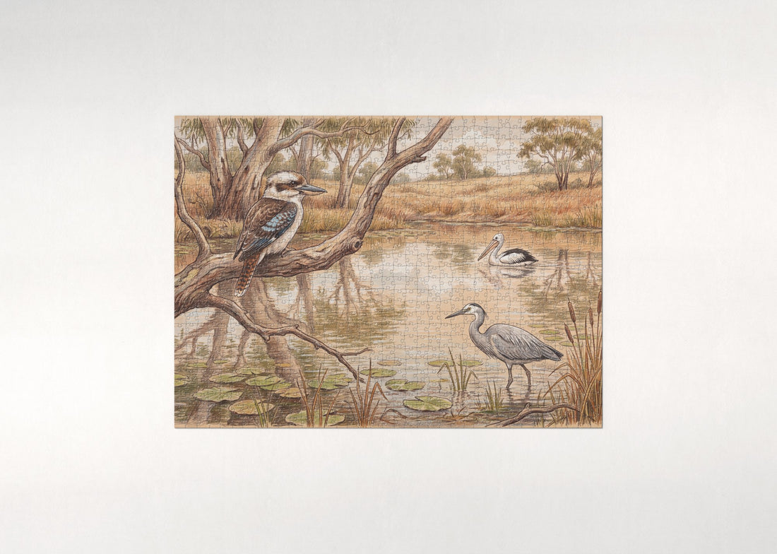 Kookaburra at the Billabong jigsaw puzzle - gift box