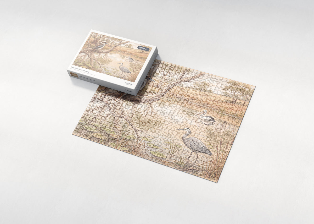 Kookaburra at the Billabong jigsaw puzzle - box and puzzle