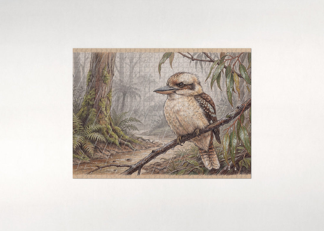 Kookaburra in the Rain jigsaw puzzle - gift box