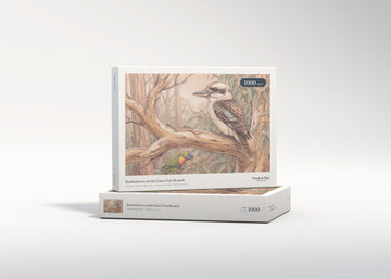 Kookaburra on the Gum Tree Branch jigsaw puzzle - gift box