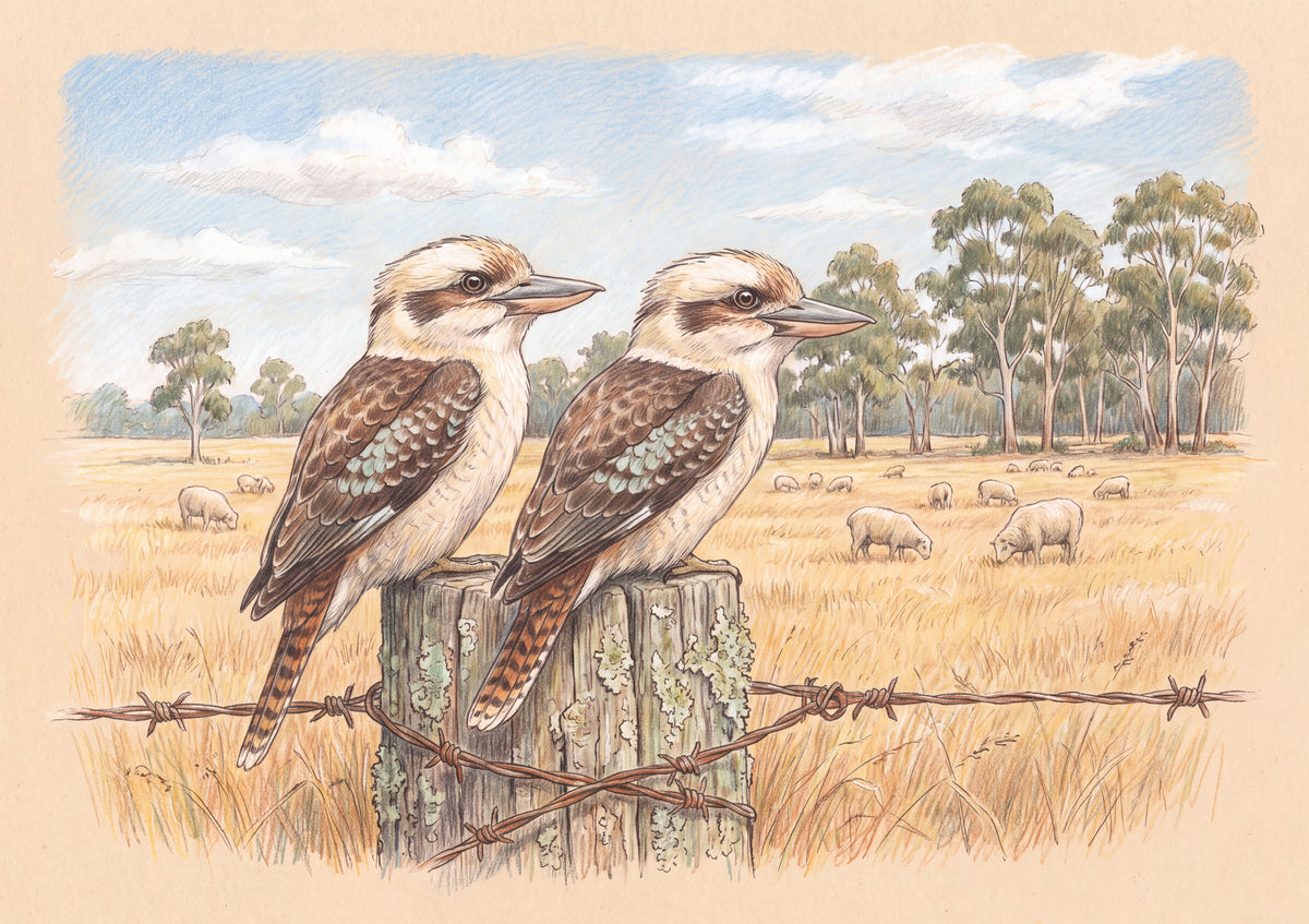 Kookaburra Pair on the Fence jigsaw puzzle